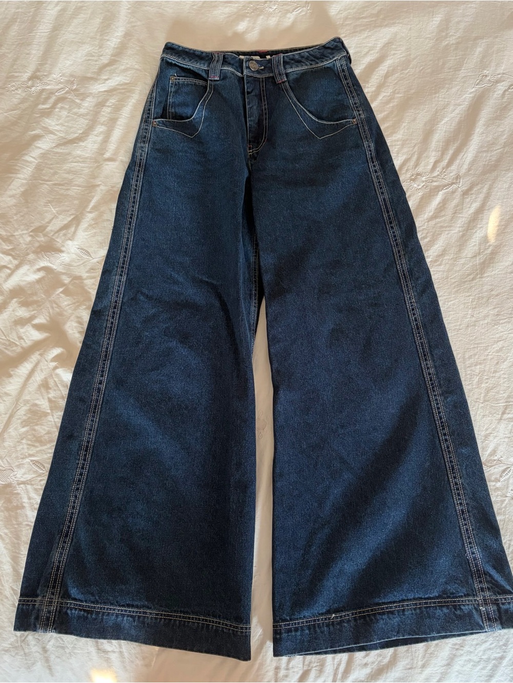 Wide-leg Jeans - A.LAB Digital Raver Turntable in Dark Blue